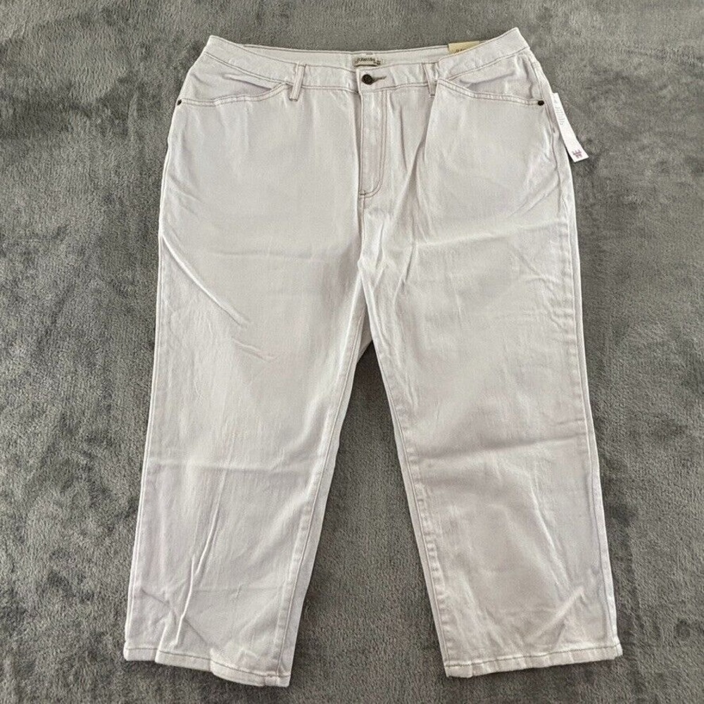St. John's Bay Crop Jeans Womens 22W White Stretch Denim 23" Inseam